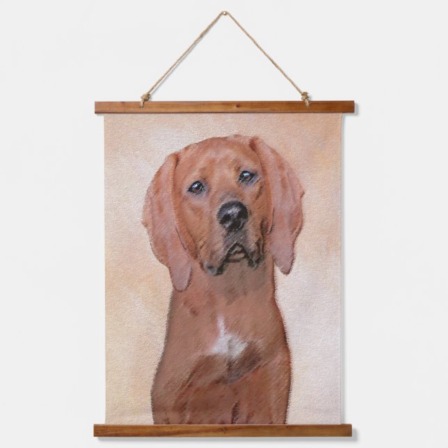 Redbone Coonhound Painting - Cute Original Dog Art Hanging Tapestry (Front)