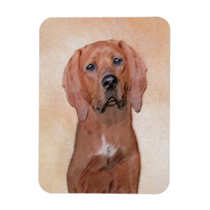 Redbone Coonhound Painting - Cute Original Dog Art Magnet
