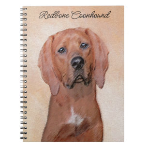 Redbone Coonhound Painting - Cute Original Dog Art Notebook