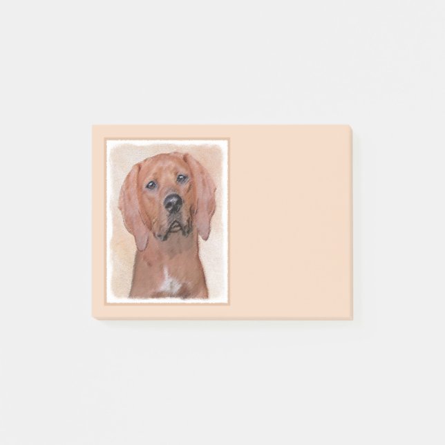 Redbone Coonhound Painting - Cute Original Dog Art Post-it Notes (Front)