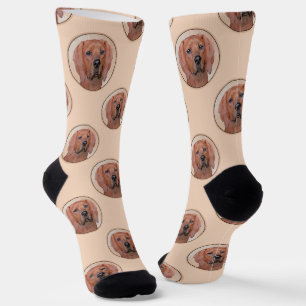 Redbone Coonhound Painting Cute Original Dog Art Socks