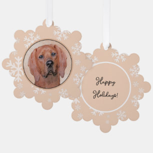 Redbone Coonhound Painting - Cute Original Dog Art Tree Decoration Card