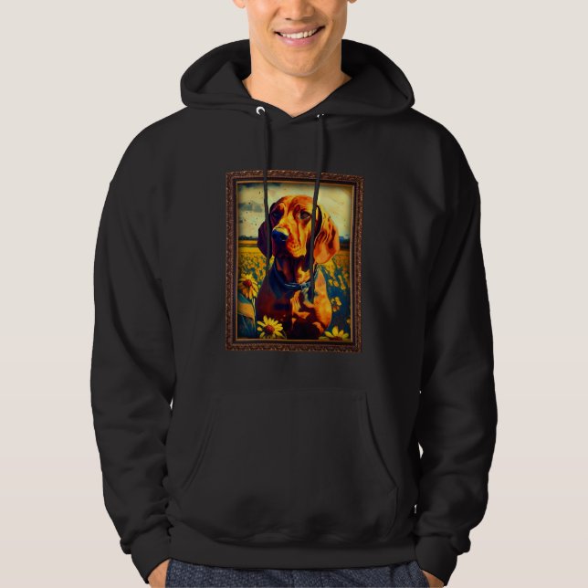 Redbone Coonhound Painting Sunflower Flower Mom Wo Hoodie (Front)