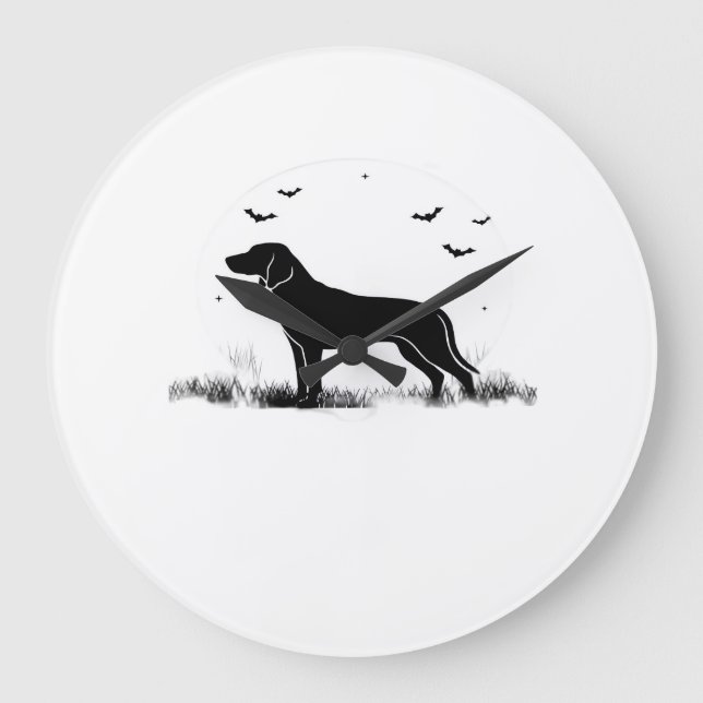 Redbone Dog � Halloween Moon Silhouette Oversized  Large Clock (Front)