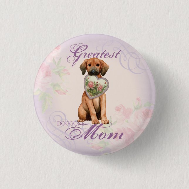 Redbone Heart Mum Pinback Button (Front)
