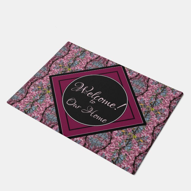 Redbud Branches Blooms Welcome Doormat (Angled)