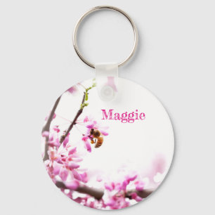 Redbud & honeybee in Springtime Key Ring