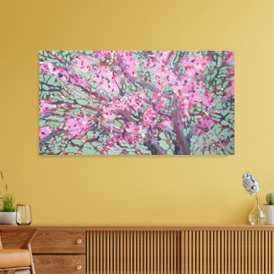 Redbud On A Matt Green Sky / Artist Larry Lerew Canvas Print