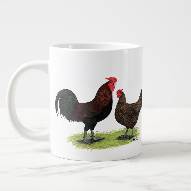 Redcap Chickens Large Coffee Mug (Left)