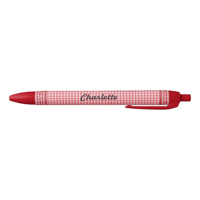 RedCheckered Pen with your Name (Bottom)