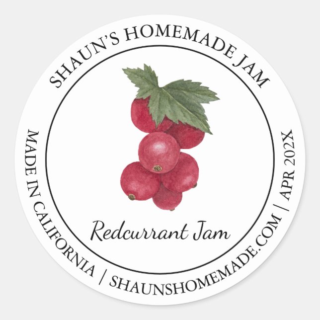 Redcurrant Jam Modern label (Front)