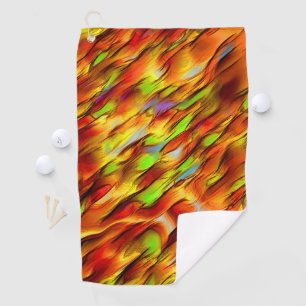 Reddish and chromed yellow stain, hot colours golf towel