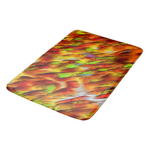 Reddish and chromed yellow stains, hot colours bath mat