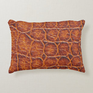 Reddish Brown Alligator Skin Print Decorative Cushion