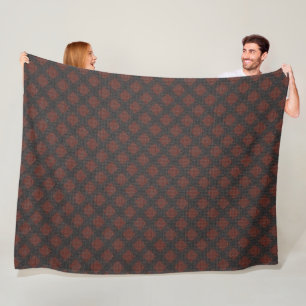 Reddish brown and black inclined squares or chess fleece blanket