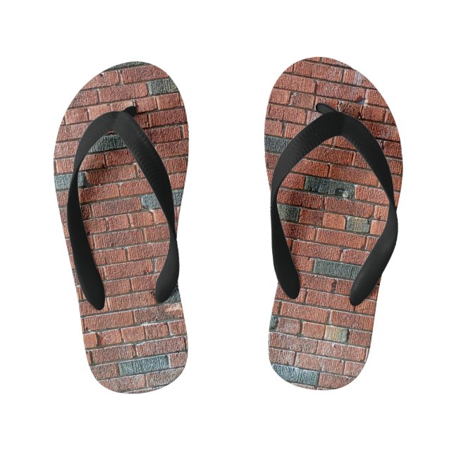 Reddish/Brownish Brick Wall, With Some Dark Bricks Kid's Jandals (Footbed)