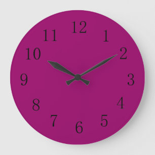 Reddish Eggplant Purple Solid Colour Large Clock