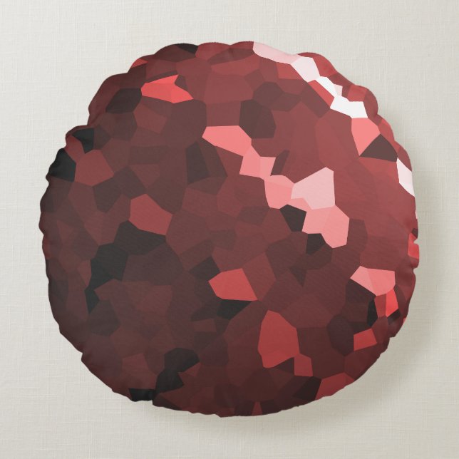 Reddish Hue Crystallised Pattern Round Cushion (Front)