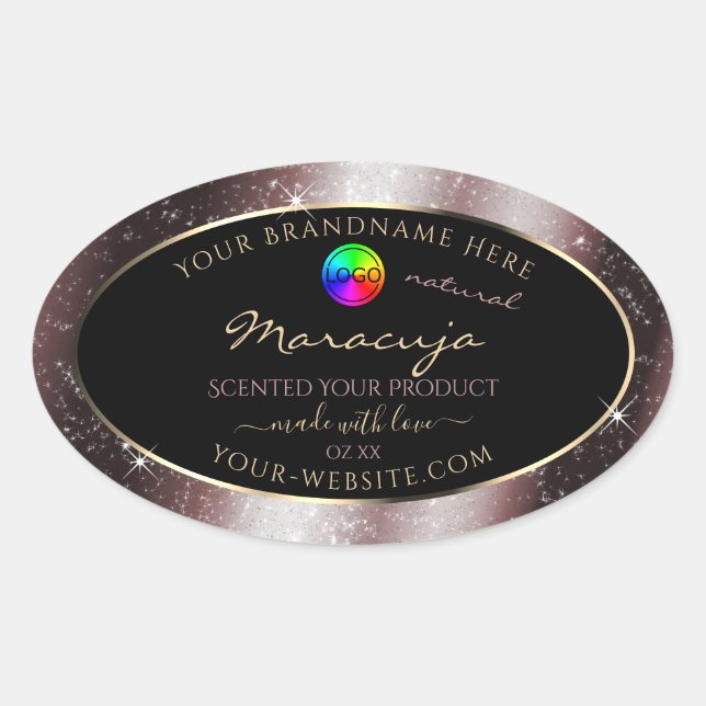 Reddish Metal Glitter Frame Product Label and Logo (Front)