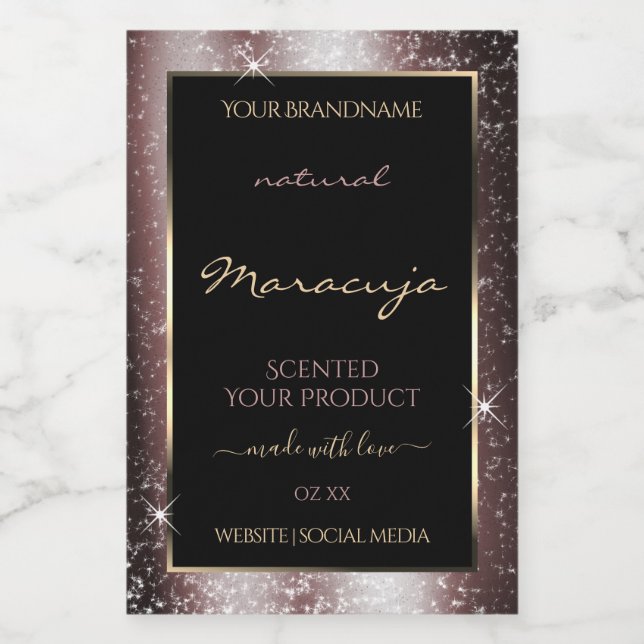 Reddish Metal Sparkle Glitter Frame Product Label (Single Label)