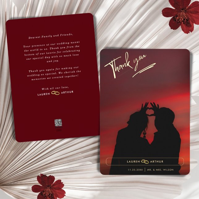 Reddish Modern Chic Minimal Photo Wedding Thankyou (Creator Uploaded)