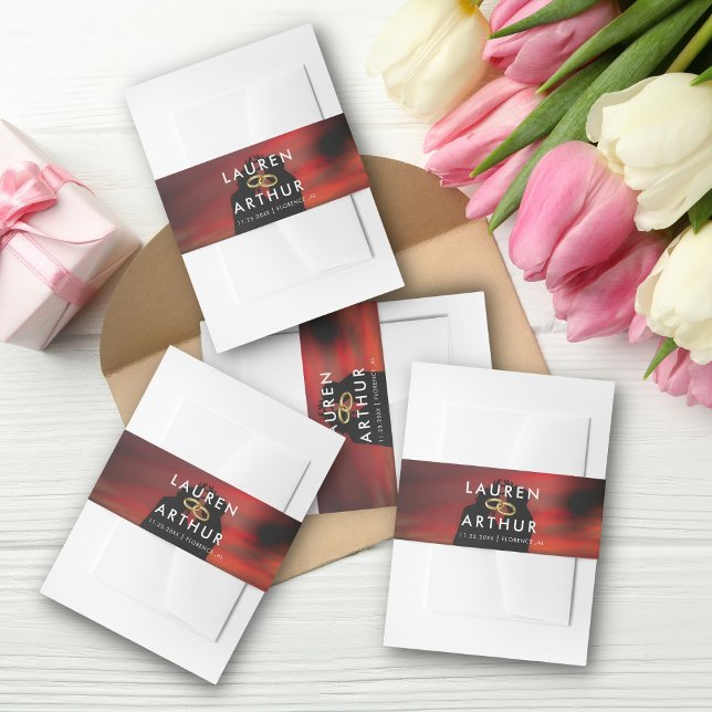 Reddish Modern Chic Ultra Minimal Photo Wedding Invitation Belly Band (Creator Uploaded)