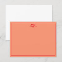 Reddish Orange and White Minimal Note Card