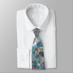 Reddish peach to cyan stains on sketchy rough wall tie