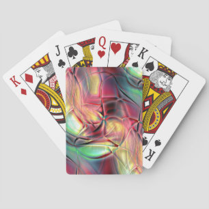 Reddish to green colourful crumpled 'beach cloth'  playing cards