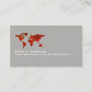 reddish world map international trade grey business card
