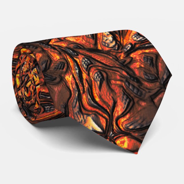 Reddish wrinkled texture with burnt spots & cracks tie (Rolled)