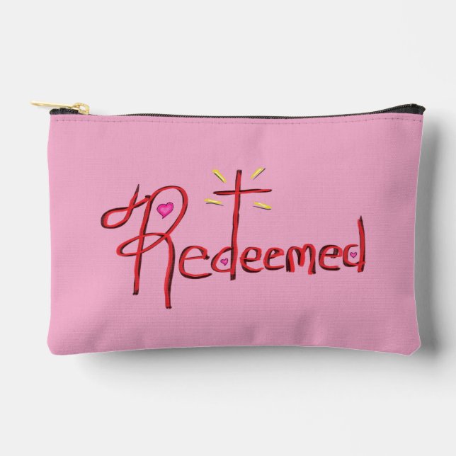 ‘Redeemed’ Black and Pink Accessory Pouch (Front)