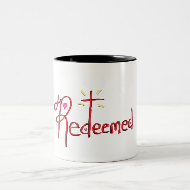 Redeemed Christian Faith Cross Hearts  Two-Tone Coffee Mug (Center)
