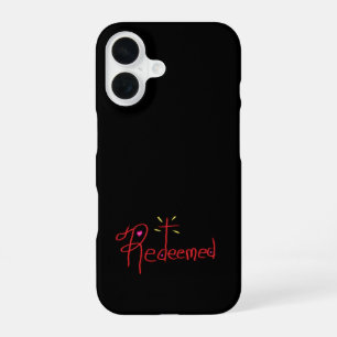 'Redeemed' Christian Word Art iPhone 16 Case