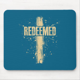 Redeemed Jesus Cross Nails Faith Scripture Design Mouse Pad