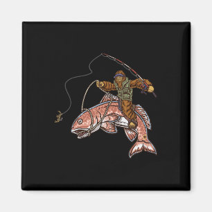 Redfish Fishing Hunting Bigfoot Fishermen Magnet