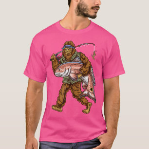 Redfish Fishing Hunting Bigfoot Fishermen T-Shirt