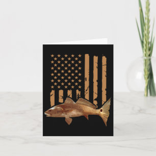 Redfish Fishing Red Drum Tailing Usa American Flag Card