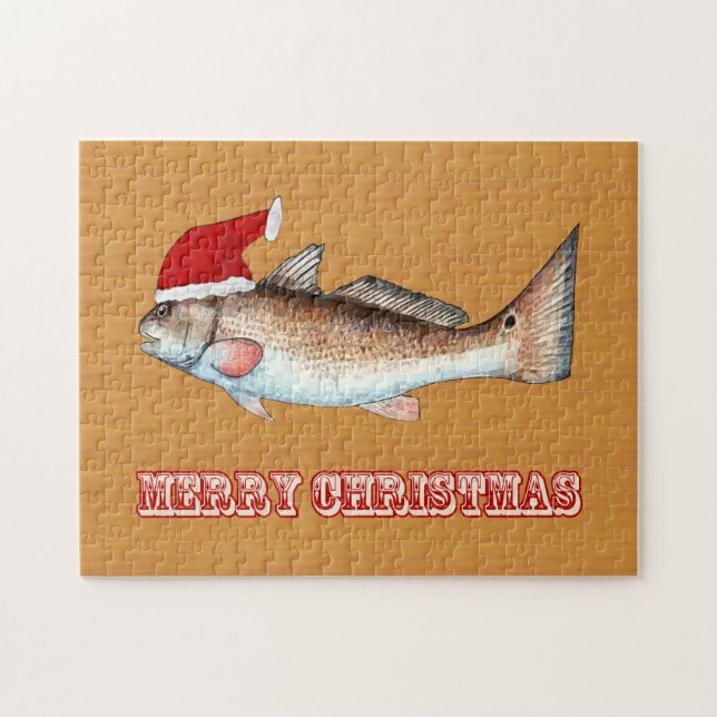 Redfish Santa Hat Christmas Jigsaw Puzzle (Horizontal)