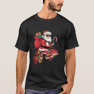 Redfish Xmas Lighting Santa Riding Redfish Christm T-Shirt