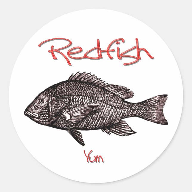 Redfish Yum Classic Round Sticker (Front)