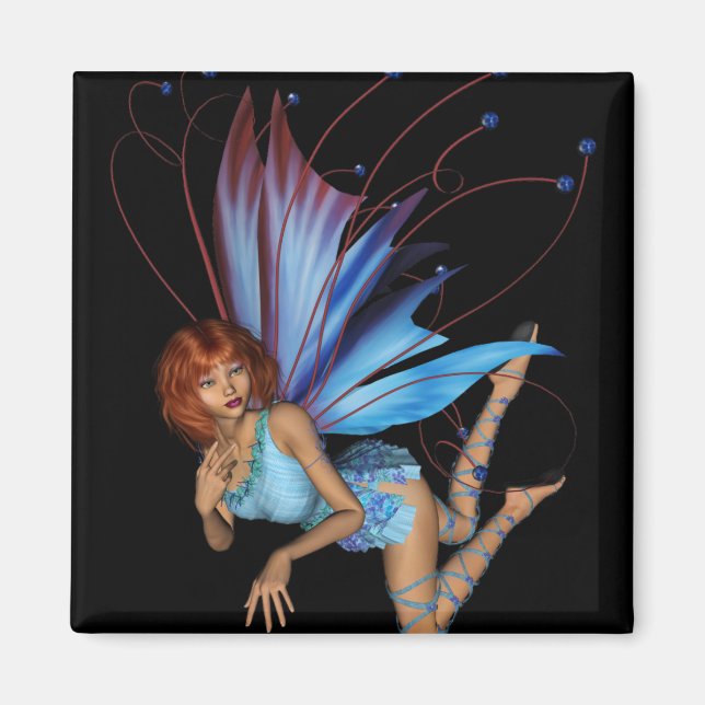 Redhead 3D Pixie - Purple & Blue Magnet (Front)