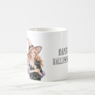Redhead Black Cat Halloween Coffee Mug