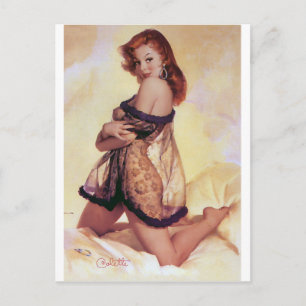 Redhead Bombshell Pin Up Postcard
