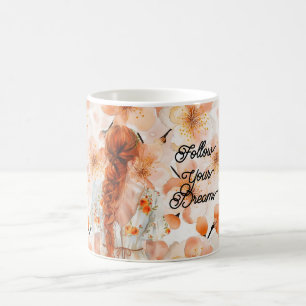 Redhead Braided Hair Floral Dress Coffee Mug