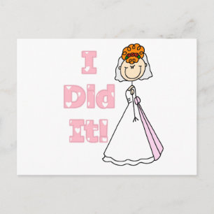 Redhead Bride I Did It Postcard