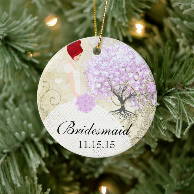 Redhead Bridesmaid Gifts Lavender Heart Leaf Tree Ceramic Tree Decoration (Tree)