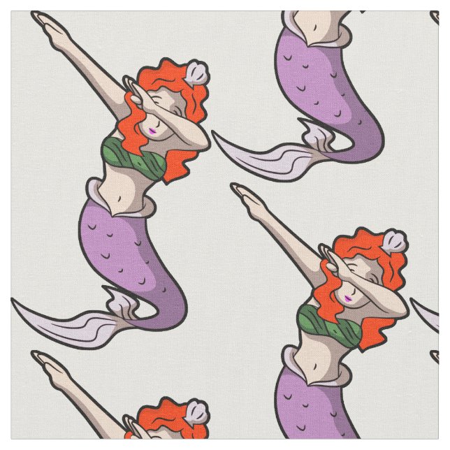 redhead dabbing mermaid fabric (Close Up)