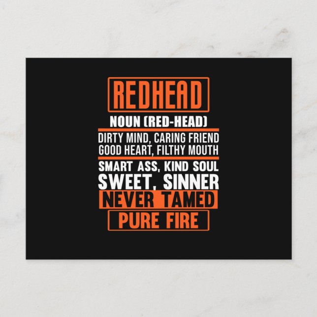 Redhead Definition Cute Red Hair Girls Women Postcard (Front)