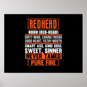 Redhead Definition Cute Red Hair Girls Women Poster